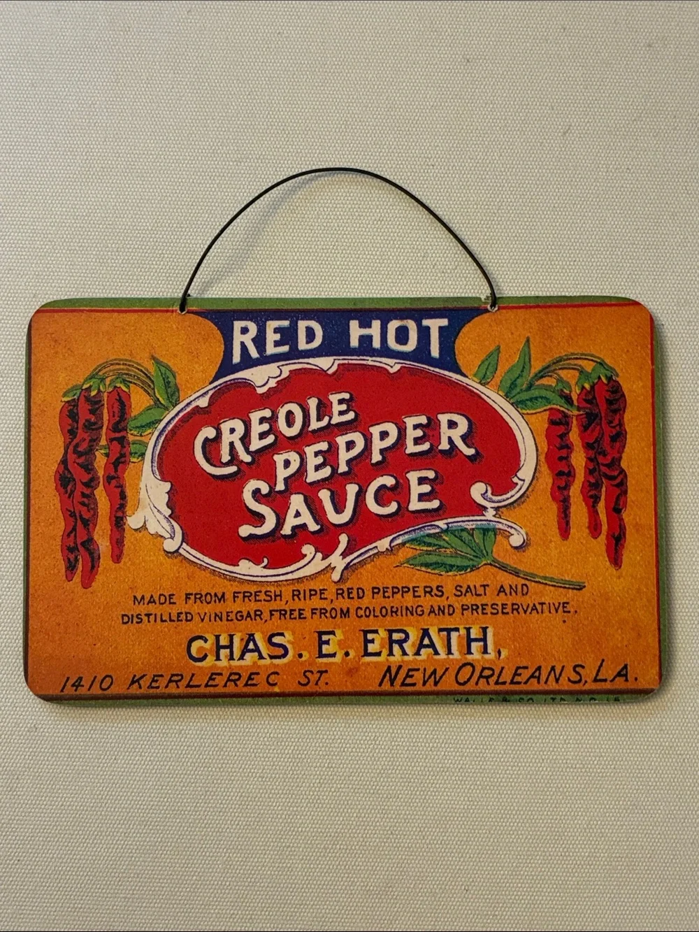 Chas. E. Erath Red Creole Pepper Sauce Wall Sign